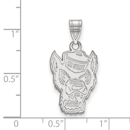 14K White Gold Logoart North Carolina State University Wolf Large Pendant