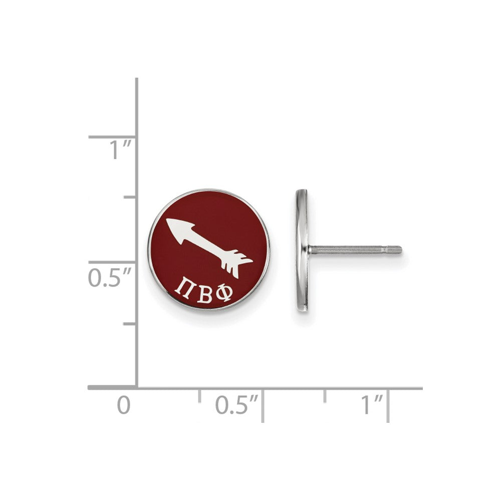 Sterling Silver Rhodium Plated Logoart Pi Beta Phi Sorority Symbol Color Enamel Post Earrings