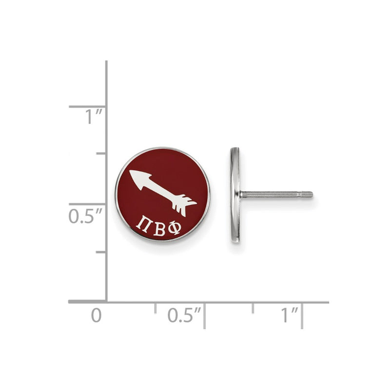 Sterling Silver Rhodium Plated Logoart Pi Beta Phi Sorority Symbol Color Enamel Post Earrings