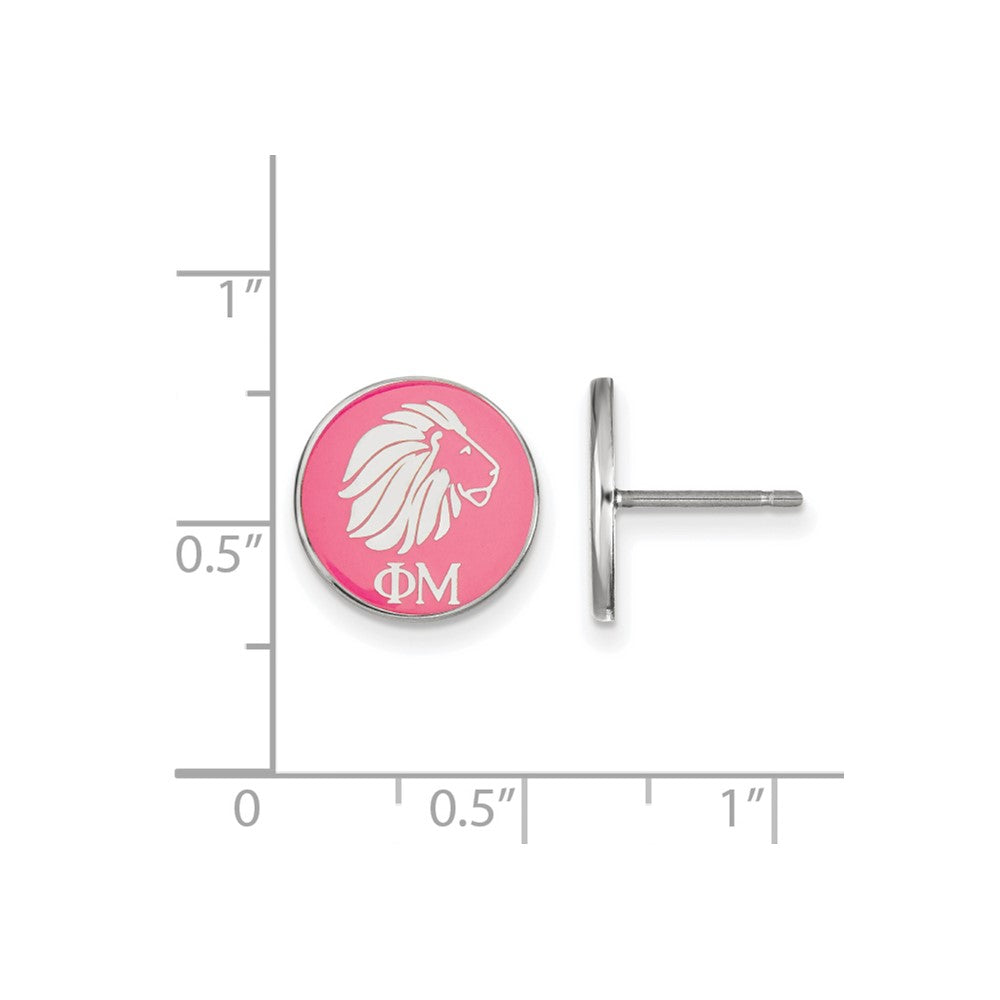 Sterling Silver Rhodium Plated Logoart Phi Mu Sorority Symbol Color Enamel Post Earrings