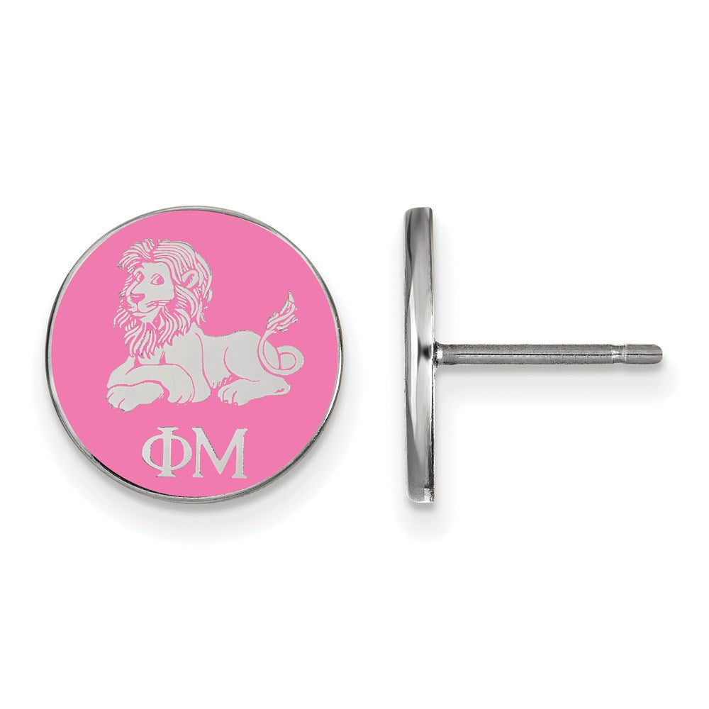 Sterling Silver Rhodium Plated Logoart Phi Mu Sorority Symbol Color Enamel Post Earrings