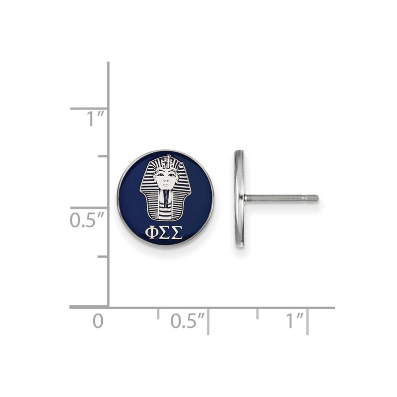 Sterling Silver Rhodium Plated Logoart Phi Sigma Sorority Symbol Color Enamel Post Earrings