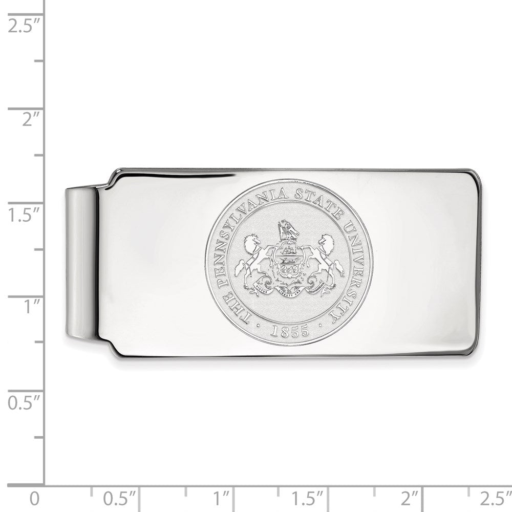 Sterling Silver Rhod-Pltd Logoart Penn State University Crest Money Clip
