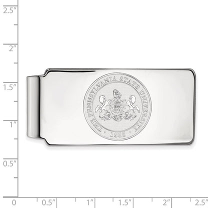 Sterling Silver Rhod-Pltd Logoart Penn State University Crest Money Clip