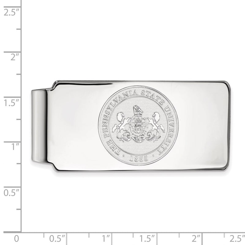 Sterling Silver Rhod-Pltd Logoart Penn State University Crest Money Clip