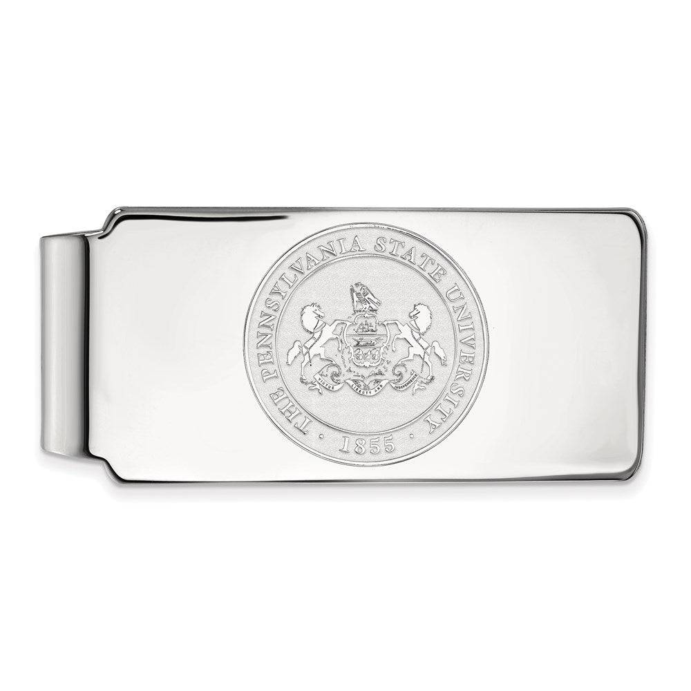 Sterling Silver Rhod-Pltd Logoart Penn State University Crest Money Clip