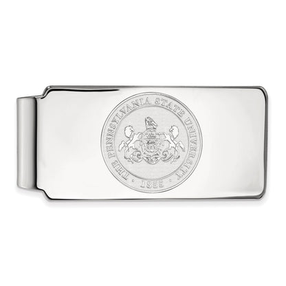 Sterling Silver Rhod-Pltd Logoart Penn State University Crest Money Clip