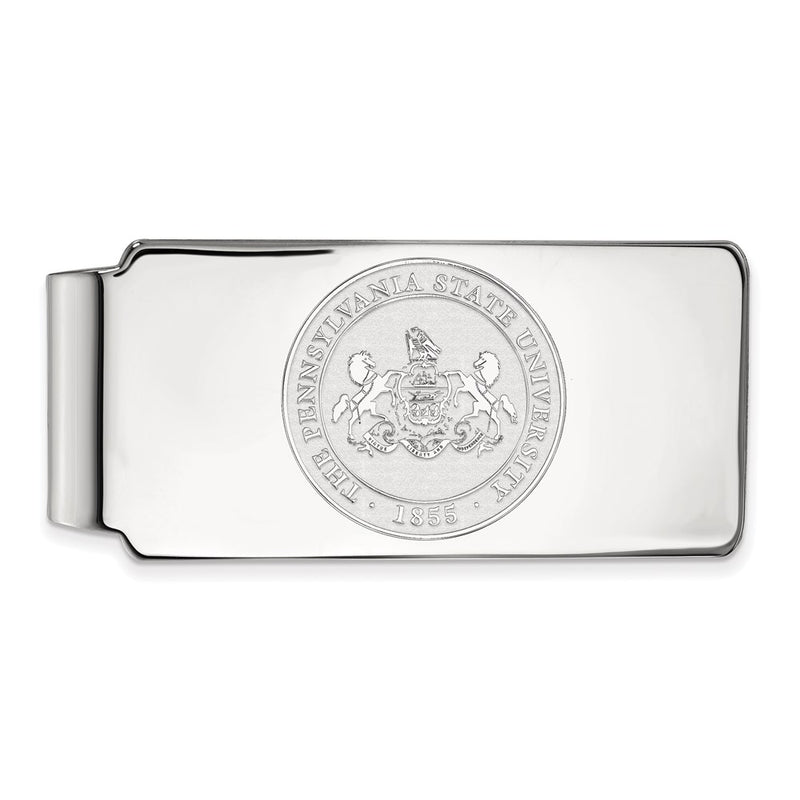 Sterling Silver Rhod-Pltd Logoart Penn State University Crest Money Clip