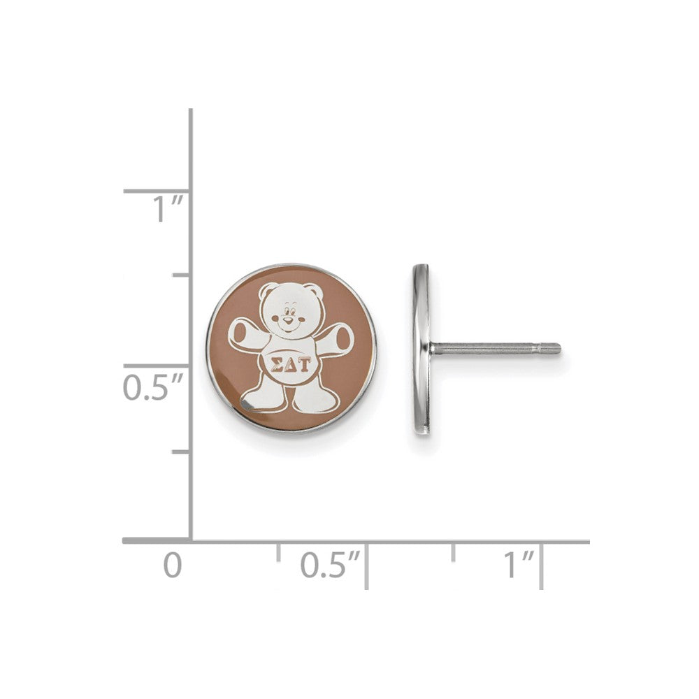 Sterling Silver Rhodium Plated Logoart Sigma Delta Tau Sorority Symbol Color Enamel Post Earrings