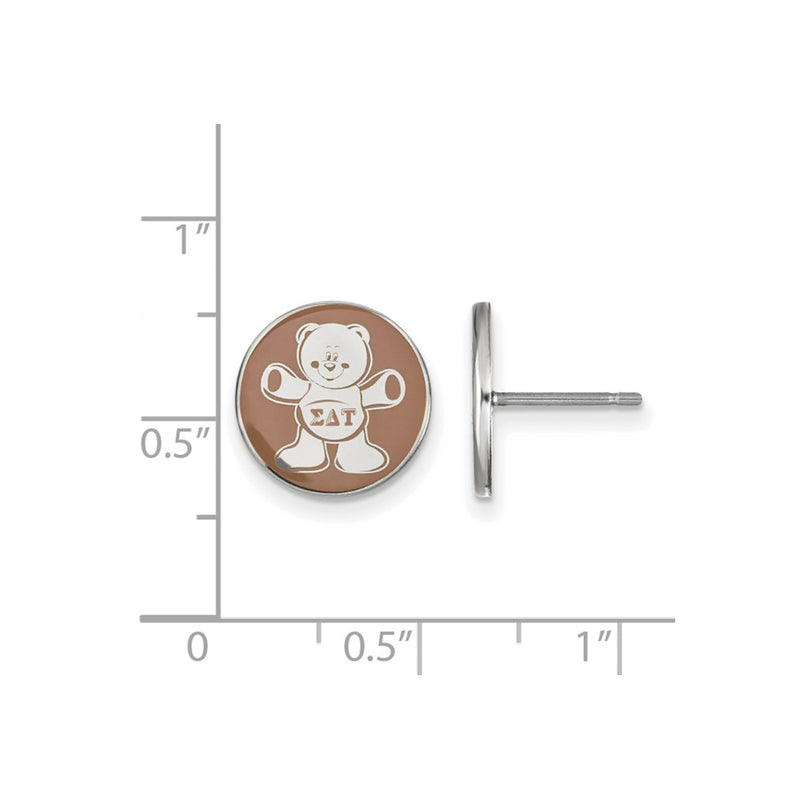 Sterling Silver Rhodium Plated Logoart Sigma Delta Tau Sorority Symbol Color Enamel Post Earrings