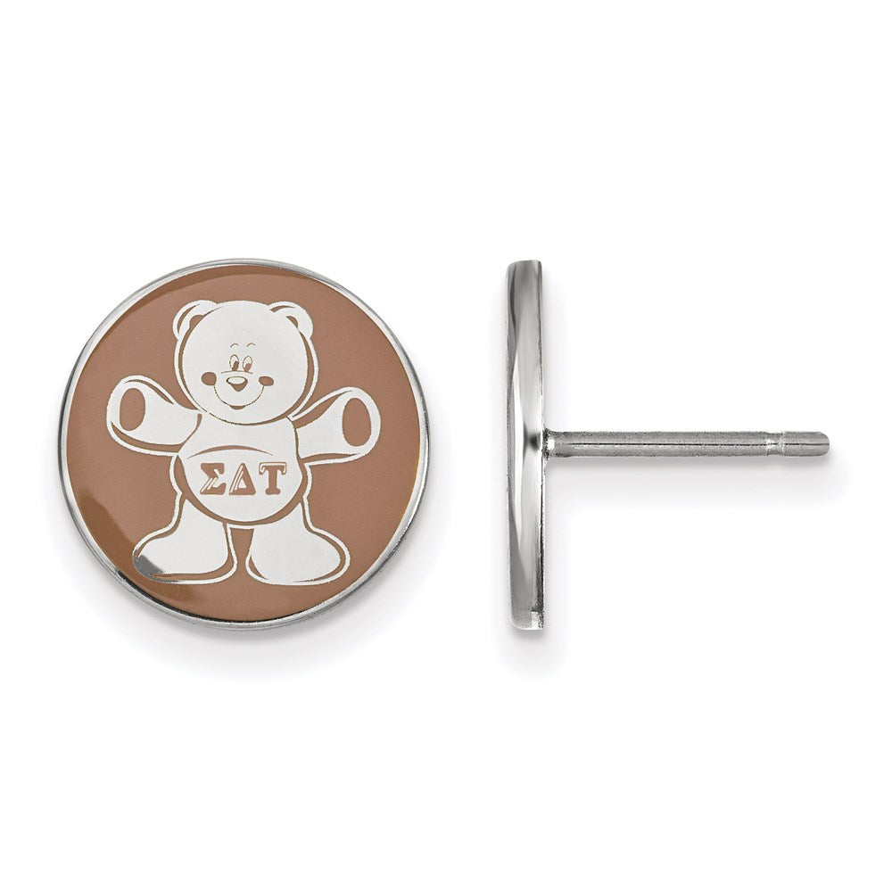 Sterling Silver Rhodium Plated Logoart Sigma Delta Tau Sorority Symbol Color Enamel Post Earrings