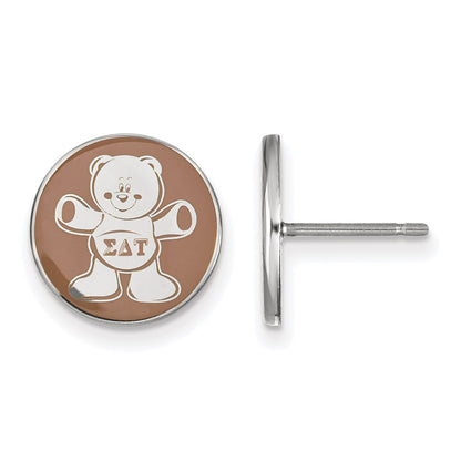 Sterling Silver Rhodium Plated Logoart Sigma Delta Tau Sorority Symbol Color Enamel Post Earrings