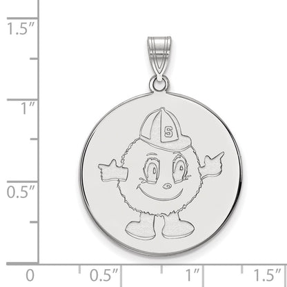 Sterling Silver Rhodium Plated Logoart Syracuse University Mascot Extra Large Disc Pendant