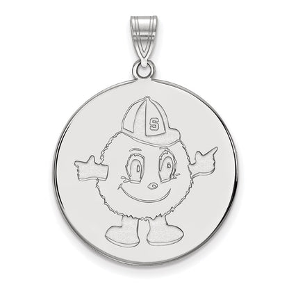 Sterling Silver Rhodium Plated Logoart Syracuse University Mascot Extra Large Disc Pendant