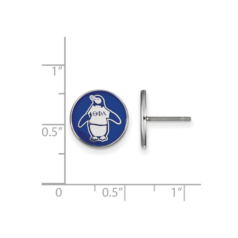 Sterling Silver Rhodium Plated Logoart Theta Phi Alpha Sorority Symbol Color Enamel Post Earrings