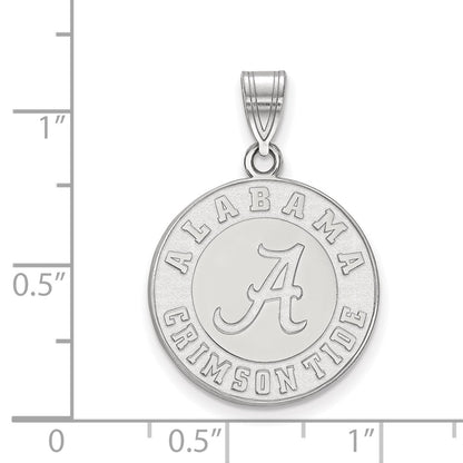 14K White Gold Logoart University Of Alabama Crimson Tide Large Disc Pendant