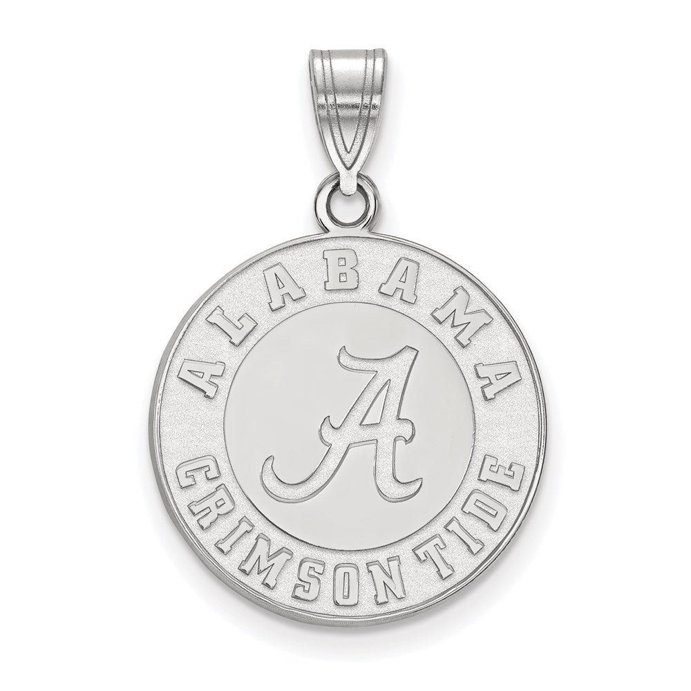 Sterling Silver Rhodium Plated Logoart University Of Alabama Crimson Tide Large Disc Pendant
