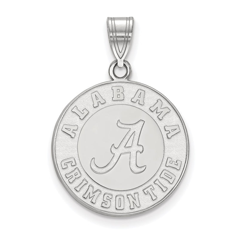Sterling Silver Rhodium Plated Logoart University Of Alabama Crimson Tide Large Disc Pendant