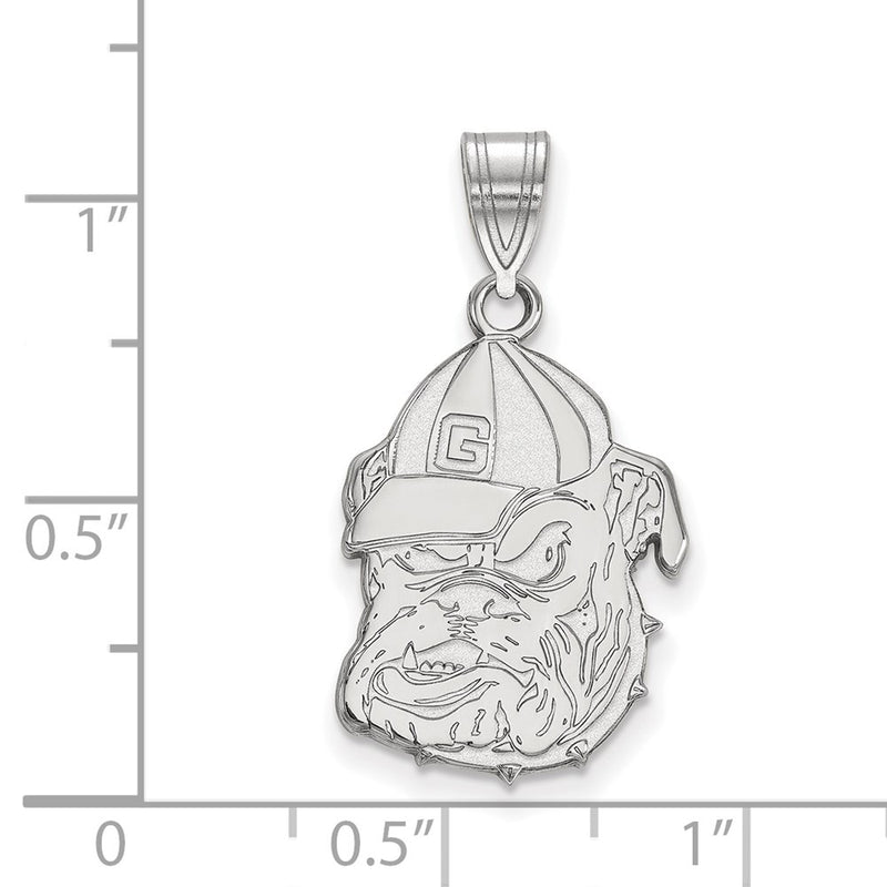 10K White Gold Logoart University Of Georgia Bulldog Large Pendant