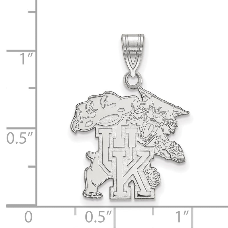 Sterling Silver Rhodium Plated Logoart University Of Kentucky U K Wildcat Large Pendant
