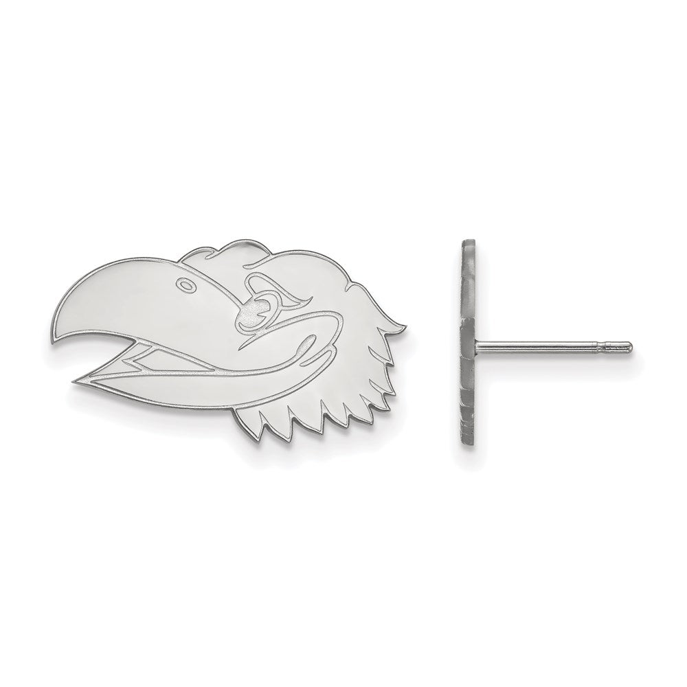 Sterling Silver Rhodium Plated Logoart University Of Kansas Jayhawk Small Post Earrings