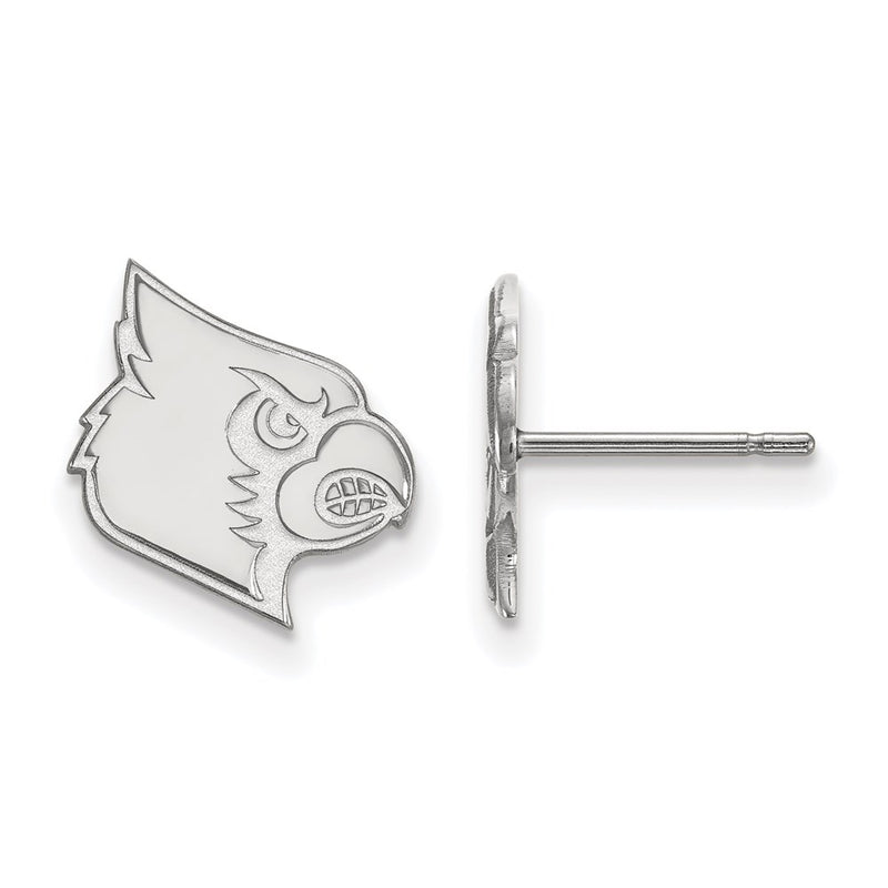 Sterling Silver Rhodium Plated Logoart University Of Louisville Cardinal Small Post Earrings