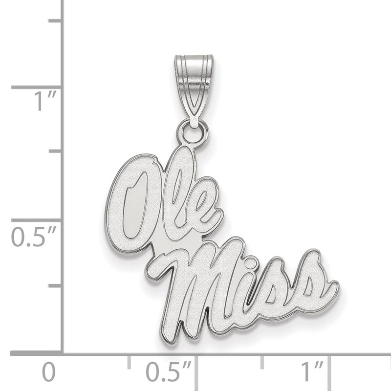 Sterling Silver Rhodium Plated Logoart University Of Mississippi Ole Miss Large Pendant