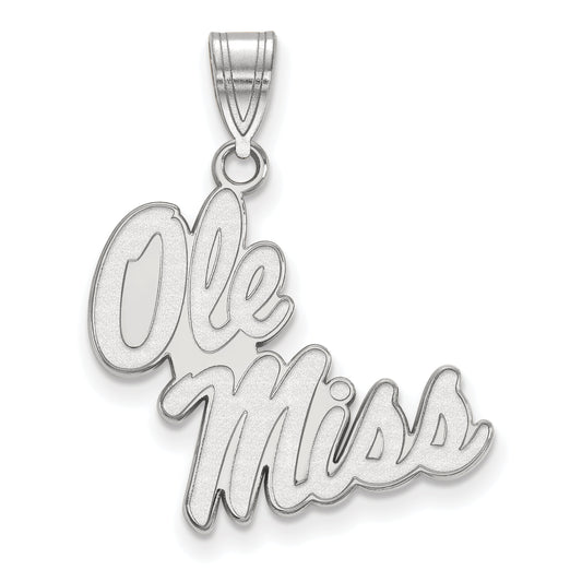 10K White Gold Logoart University Of Mississippi Ole Miss Large Pendant