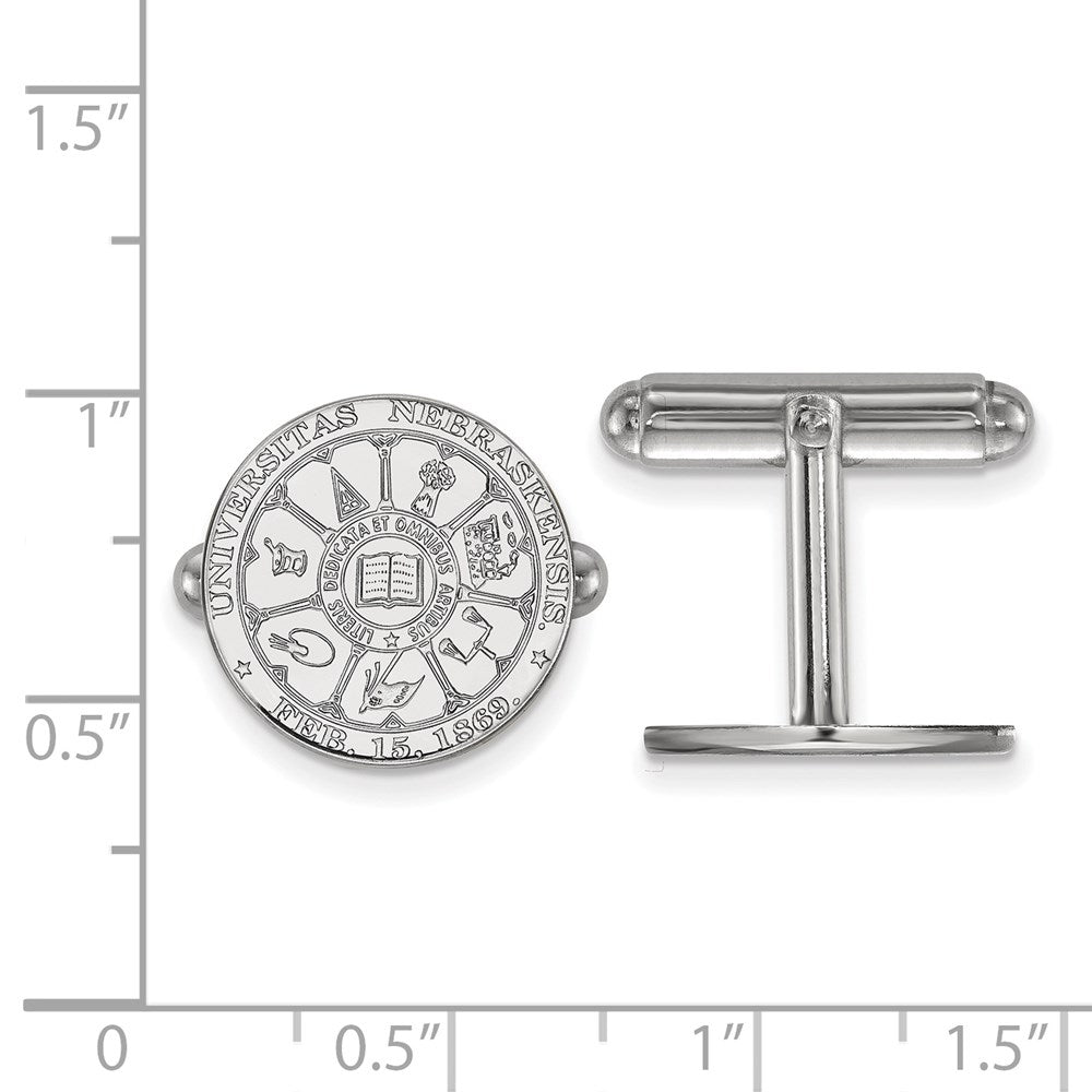 Sterling Silver Rhod-Pltd Logoart University of Nebraska Crest Cuff Links