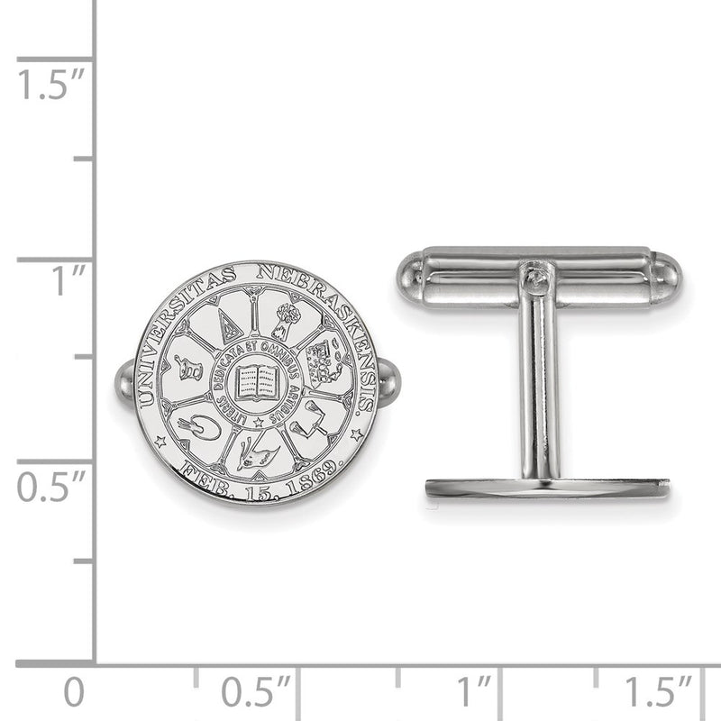 Sterling Silver Rhod-Pltd Logoart University of Nebraska Crest Cuff Links