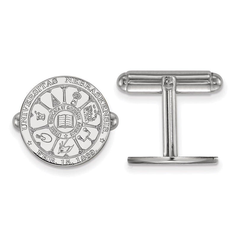 Sterling Silver Rhod-Pltd Logoart University of Nebraska Crest Cuff Links