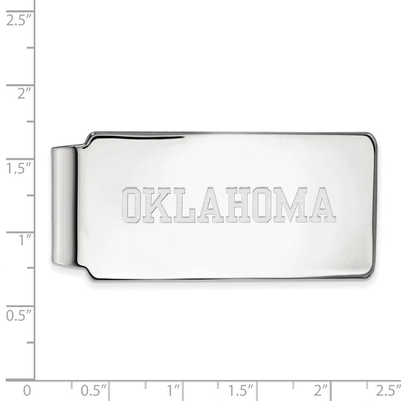 Sterling Silver Rhod-Pltd Logoart University of Oklahoma Money Clip