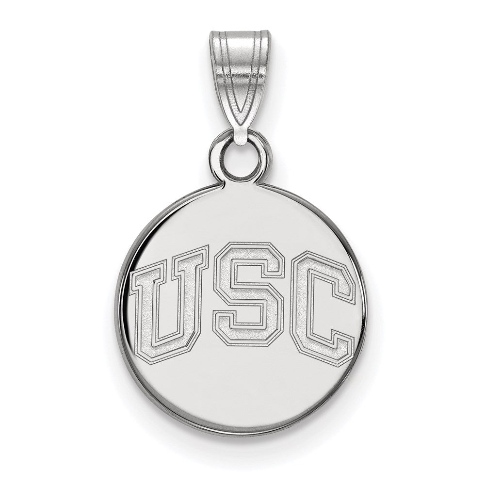 14K White Gold University Of Southern California U S C Small Disc Pendant