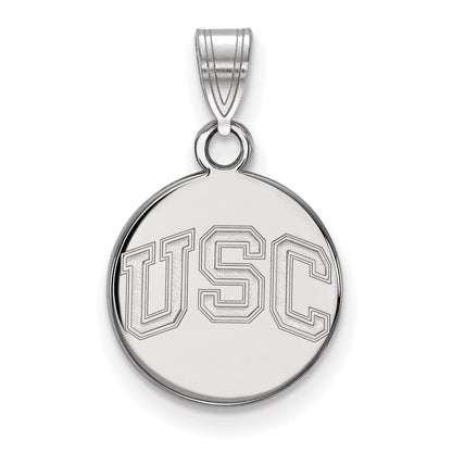 14K White Gold University Of Southern California U S C Small Disc Pendant