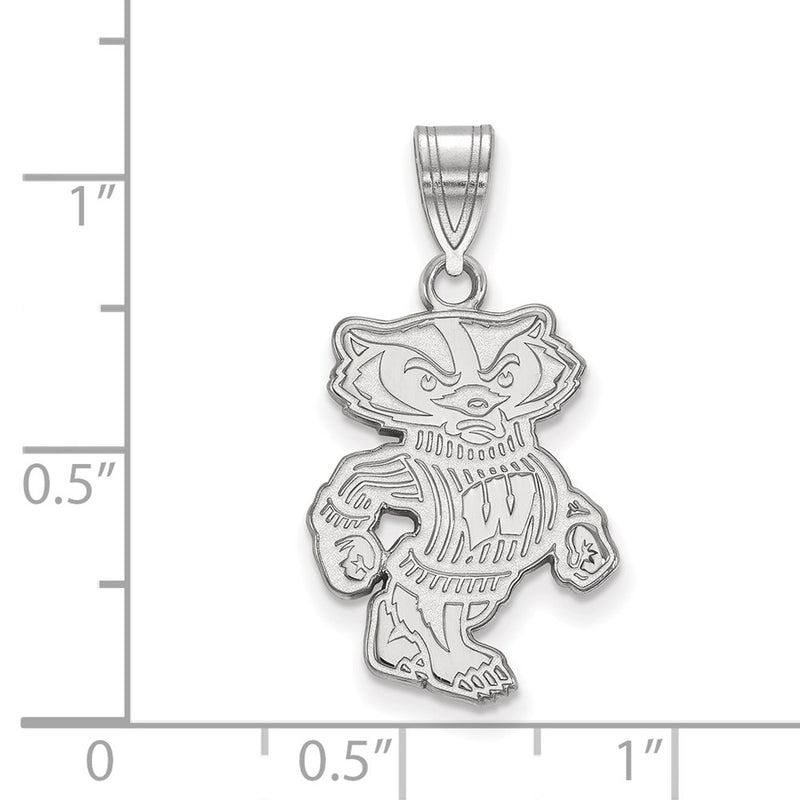 14K White Gold Logoart University Of Wisconsin Badger Large Pendant