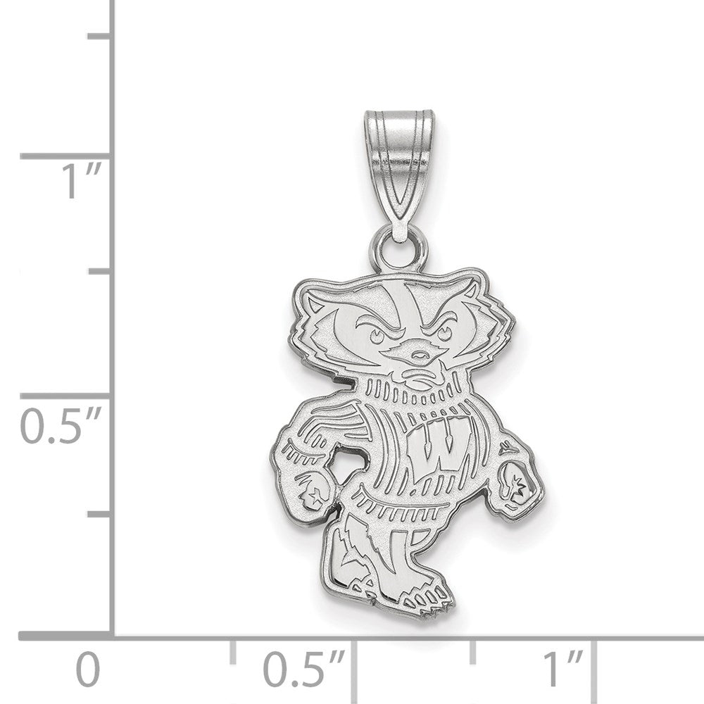 10K White Gold Logoart University Of Wisconsin Badger Large Pendant