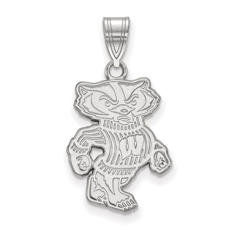 14K White Gold Logoart University Of Wisconsin Badger Large Pendant