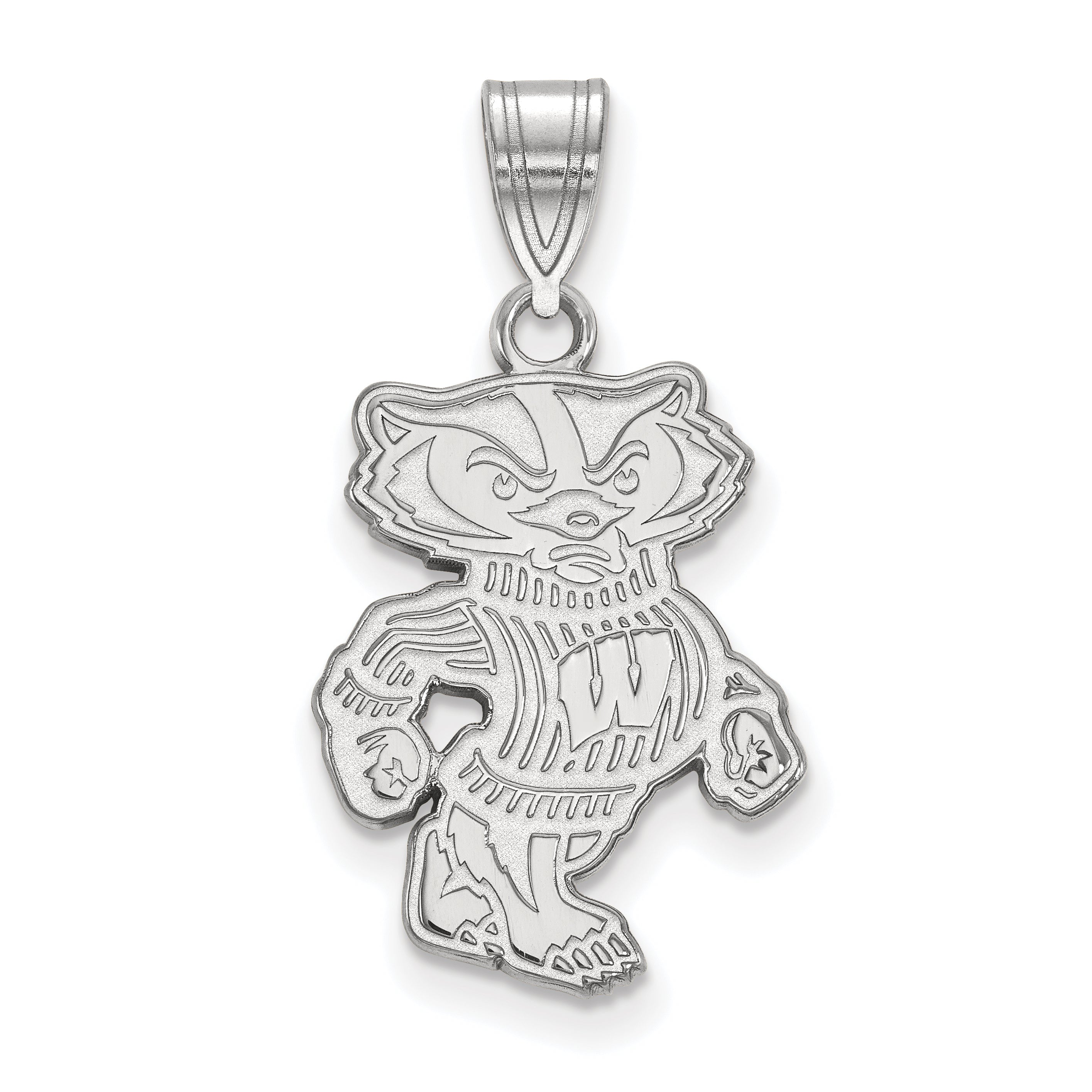 10K White Gold Logoart University Of Wisconsin Badger Large Pendant