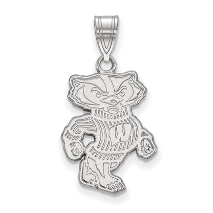 10K White Gold Logoart University Of Wisconsin Badger Large Pendant