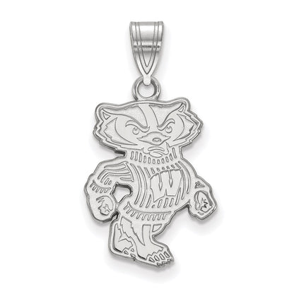 10K White Gold Logoart University Of Wisconsin Badger Large Pendant