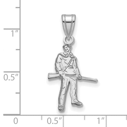 Sterling Silver Rhodium Plated Logoart West Virginia University Mountaineer Large Pendant