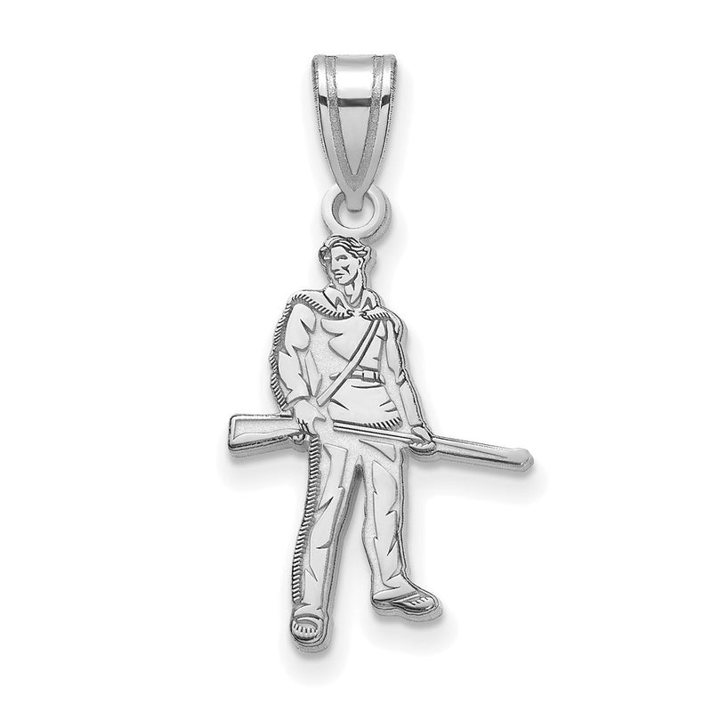 Sterling Silver Rhodium Plated Logoart West Virginia University Mountaineer Large Pendant