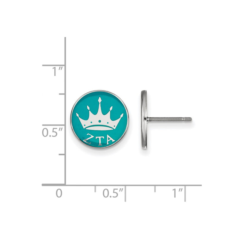 Sterling Silver Rhodium Plated Logoart Zeta Tau Alpha Sorority Symbol Color Enamel Post Earrings