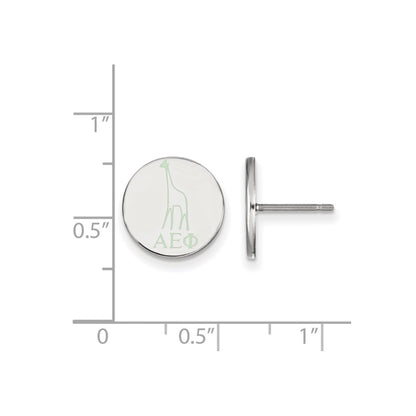 Sterling Silver Rhodium Plated Logoart Alpha Epsilon Phi Sorority Symbol Color Enamel Post Earrings