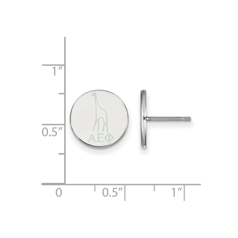 Sterling Silver Rhodium Plated Logoart Alpha Epsilon Phi Sorority Symbol Color Enamel Post Earrings