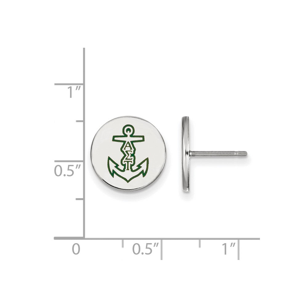 Sterling Silver Rhodium Plated Logoart Alpha Sigma Tau Sorority Symbol Color Enamel Post Earrings