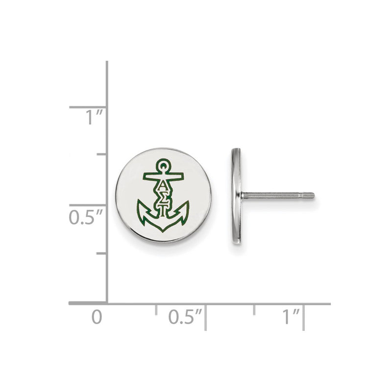 Sterling Silver Rhodium Plated Logoart Alpha Sigma Tau Sorority Symbol Color Enamel Post Earrings