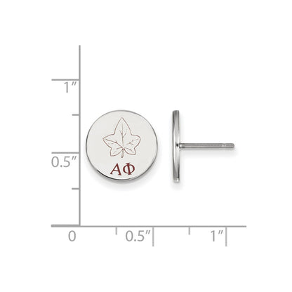 Sterling Silver Rhodium Plated Logoart Alpha Phi Sorority Symbol Color Enamel Post Earrings