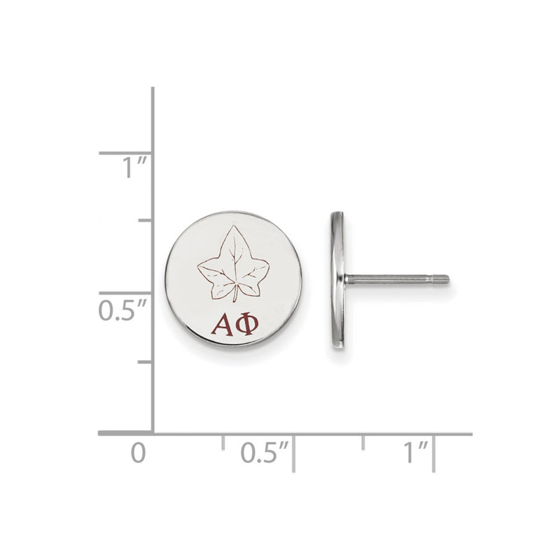 Sterling Silver Rhodium Plated Logoart Alpha Phi Sorority Symbol Color Enamel Post Earrings