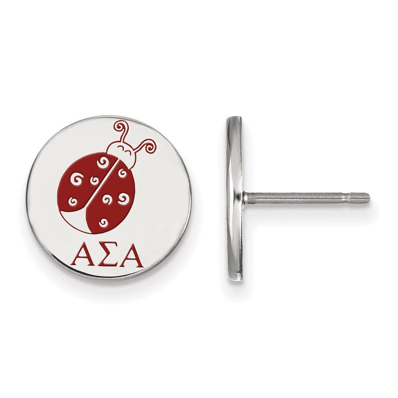 Sterling Silver Rhodium Plated Logoart Alpha Sigma Sorority Symbol Color Enamel Post Earrings